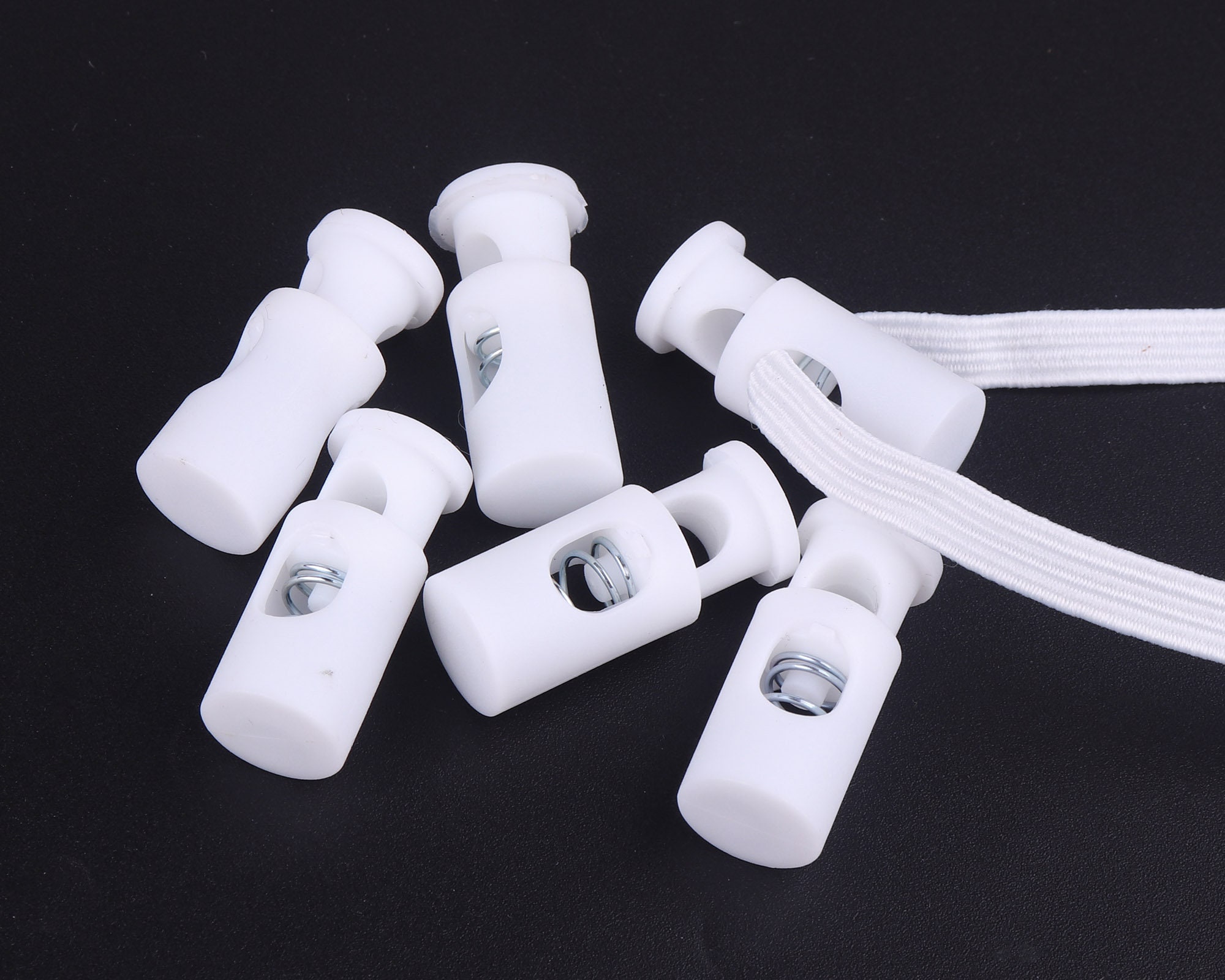 White Cord Lock Adjuster Elastic Adjuster cord Stop Toggles Etsy