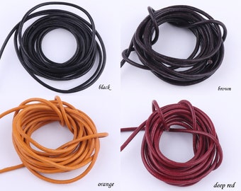 2mm Genuine Leather cord,Round calf Leather Cord,leather string,Bracelet Cord,leather lace,necklace Cord
