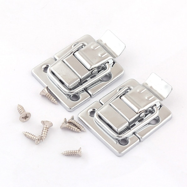Silver Metal Toggle Case Catch Latch Trunk Drawbolt Closure chest Suitcase Box Briefcase With Screws Jewelry latch, Gift box latches