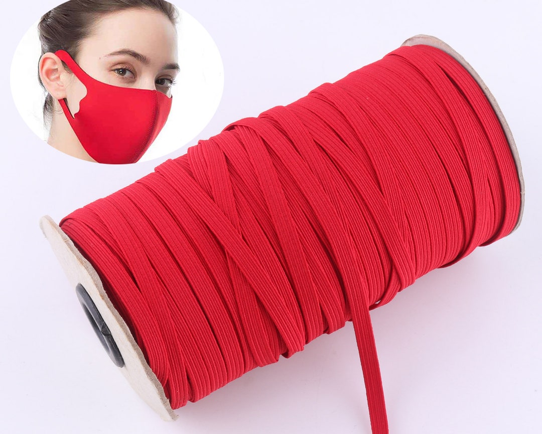 6mm1/4 Red Flat Elastic Cord for Face Mask Stretch Cord Elastic Band
