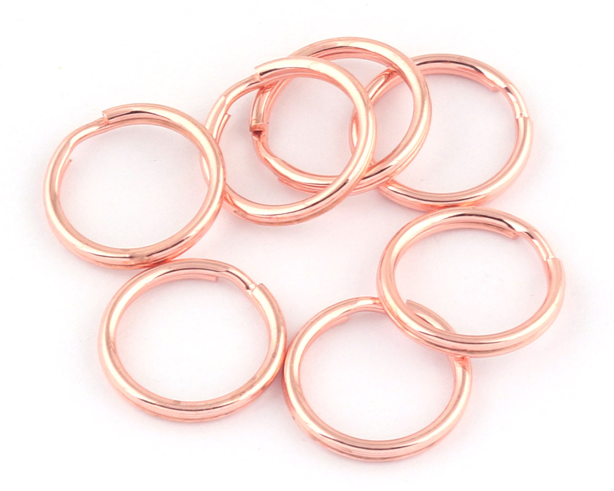 15mm rose gold round split Key Rings Key Chain jewelry charm Etsy
