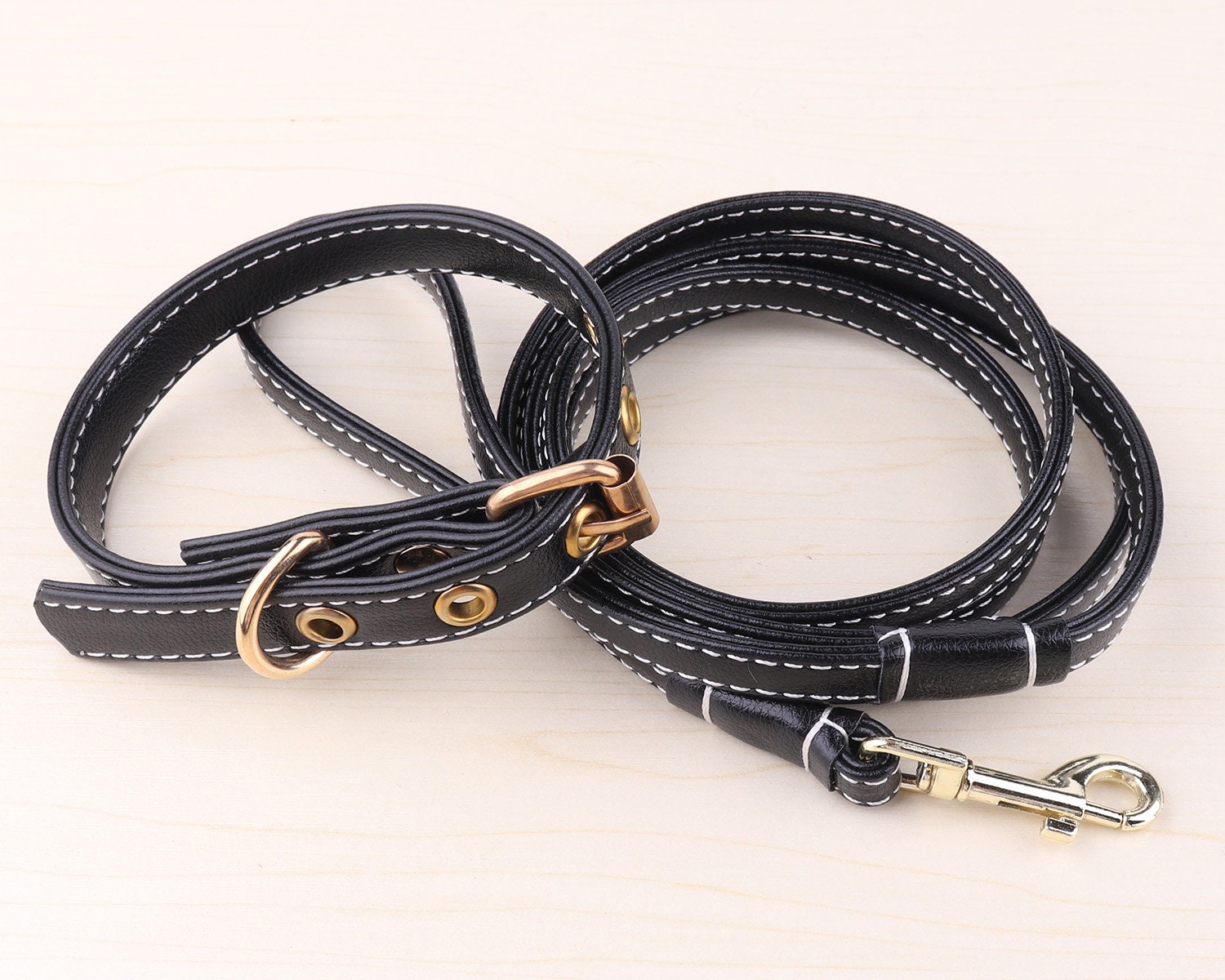 Black Dog Leash collarLeather Dog Leash handmade Personalized Etsy