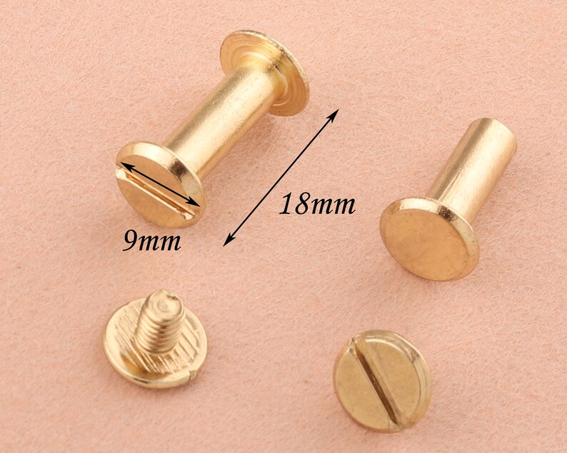 918mm Gold Screw Rivets Metal Button Screw Back Studs Screw Etsy