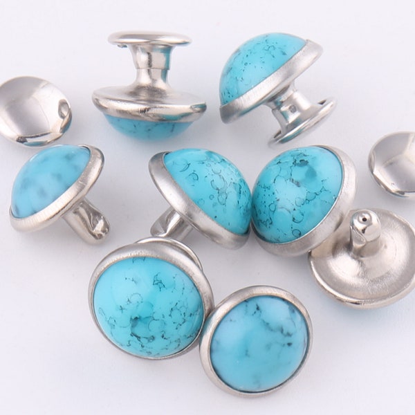 12mm Blue Gem crystal Rivet Studs,Marble turquoise rivets,Fashion Studs leather Purse Decoration rivets,handbag rivets hardware