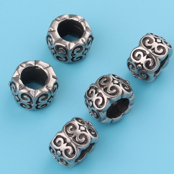 6mm Antique Silver Metal Round Spacer Perles, entretoises Bracelet collier perles perles tibétaines, acier inoxydable, fabrication de bijoux Perles en gros