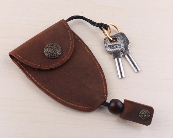 Handmade Key Caseleather Key Holder With Pull Strapleather 