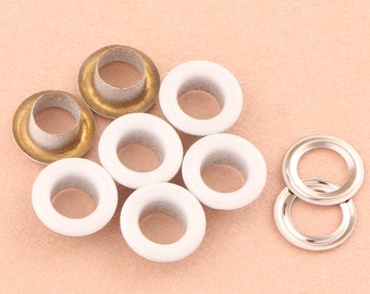 6mm witte oogjes grommets met ringen Metalen Grommets klinknagels metalen oogjes voor canvas kleding lederen ambachtelijke schoenen Portemonnee Accessoires 100pcs