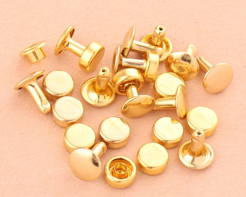 8 mm gold Double Cap Rivets,Metal Button Round Rapid Rivet,antique rivet studs for purse bags Handbags Shoes Belts leather craft