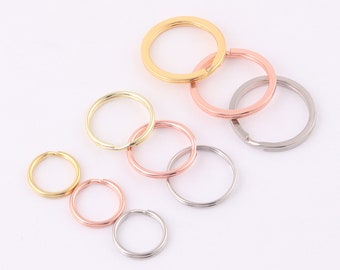 rose gold round split Key Rings Key Chain charm clasp Supplies,jump O Rings loop metal key ring pendant,leather Craft Key Fob Hardware