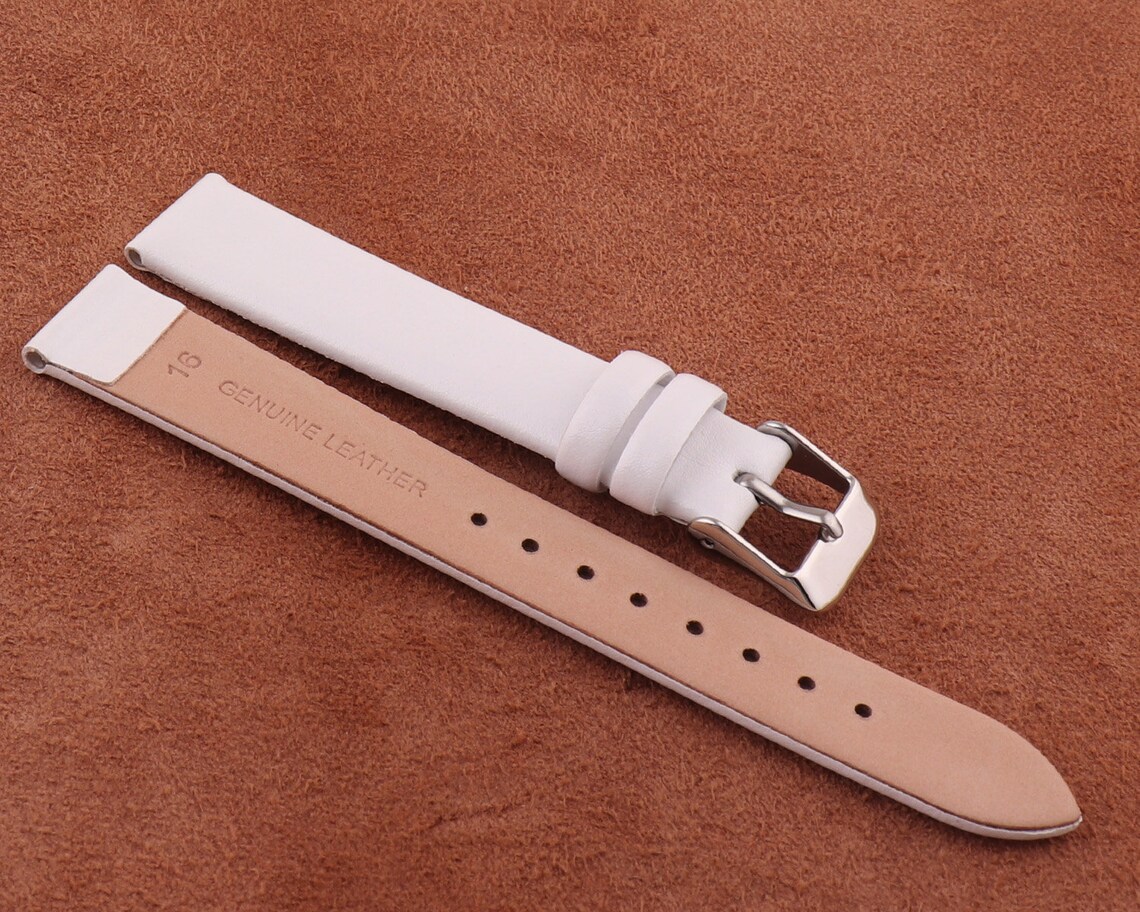 16mm Genuine Leather Watch Strap Bandwhite Watch Etsy