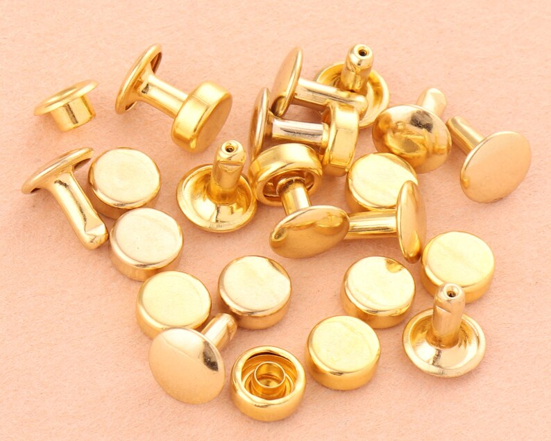 8 mm gold Double Cap Rivets,Metal Button Round Rapid Rivet,antique rivet studs for purse bags Handbags Shoes Belts leather craft