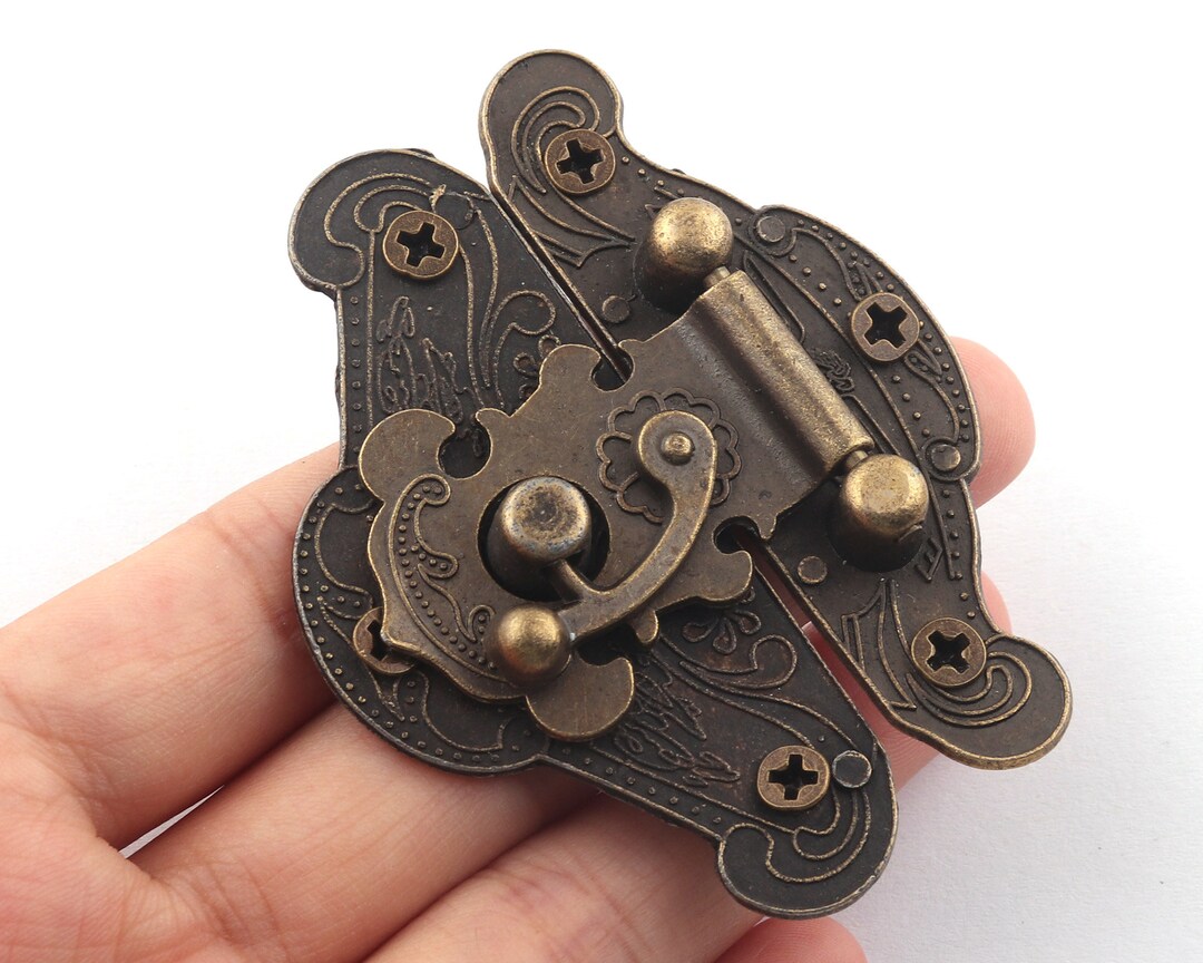 Vintage Hasp Wooden Box Classical Metal Lock Catch Decorative Latches