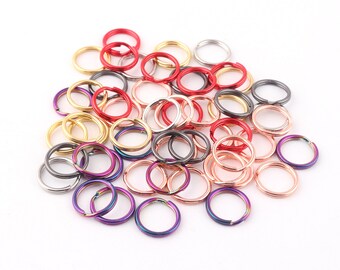 12mm rainbow round split Key Rings Key Chain jewelry charm clasp Supplies,small jump O Rings loop metal key ring pendant,Key Fob Hardware