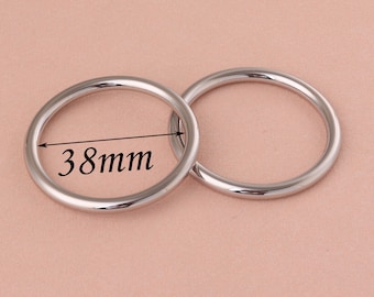 38mm Metal O-Rings Welded Metal Loops – Round Formed Rings Buckles,Silver Bag Holder,Handbag Purse Bag Making Hardware Supplies 4pcs