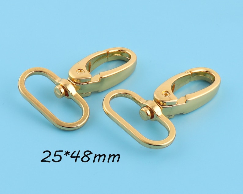 6Pcs 25mm gold lobster clasp,1inch swivel hook,alloy swivel clasps,Purse Clasps,strap hoop,Handbag Snap,Purse Hook