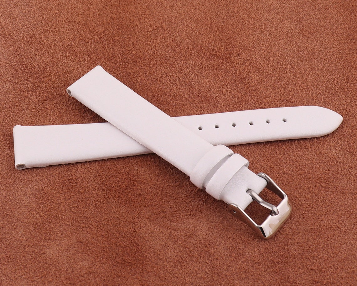 16mm Genuine Leather Watch Strap Bandwhite Watch Etsy