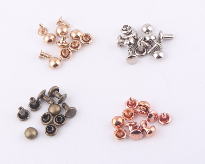 rose gold Double Cap Rivets,Metal Button Round Rapid Rivet,rivet studs for purse bags Handbags Shoes Belts leather craft diy 100sets