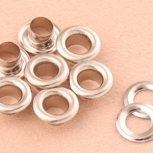4mm silver eyelets grommets with washers Metal Grommets rivets metal eyelets for canvas clothes leather craft shoes Purse Accessories 100Set zdjęcie 1