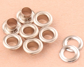 4mm silver eyelets grommets with washers Metal Grommets rivets metal eyelets for canvas clothes leather craft shoes Purse Accessories 100Set