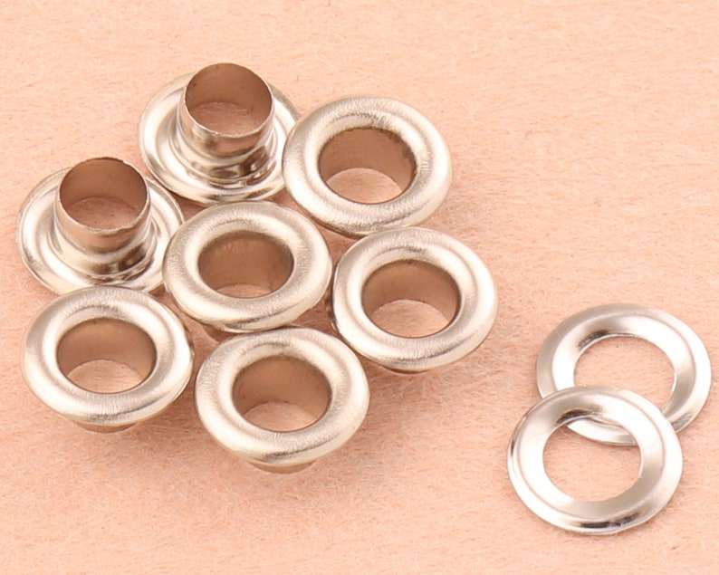 4mm silver eyelets grommets with washers Metal Grommets rivets metal eyelets for canvas clothes leather craft shoes Purse Accessories 100Set zdjęcie 1
