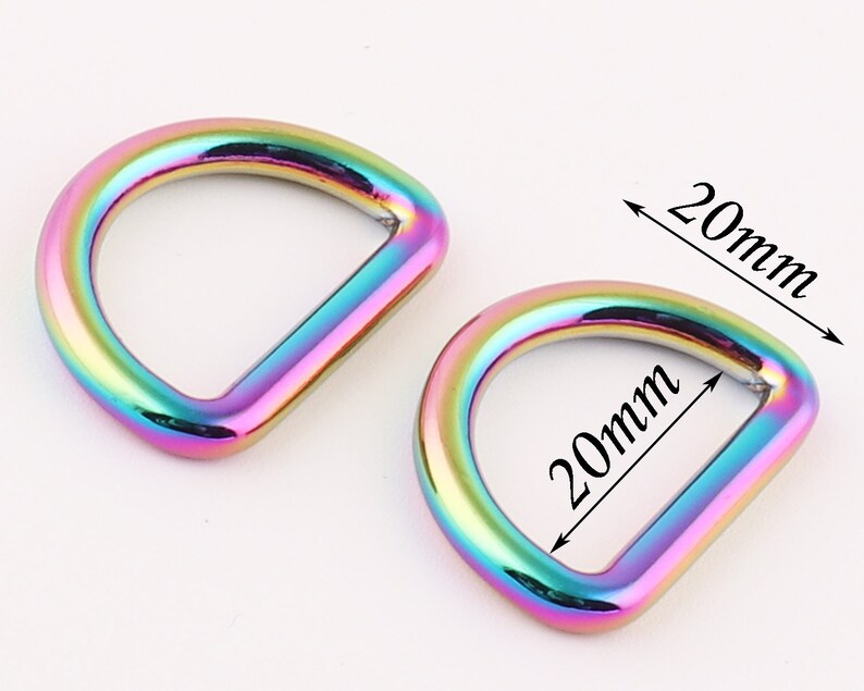 25mm Rainbow D Rings slide adjustable buckles Loop,Metal D ring Belt strap Buckles,bag purse clasp Handbag Hardware leather Finding Webbing