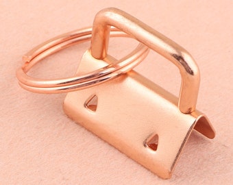 25mm Rose gold Key Fob Hardware with Key Rings Sets metal keychain hardware for webbing Wristlets Fabric Key Chain key rings Ribbon