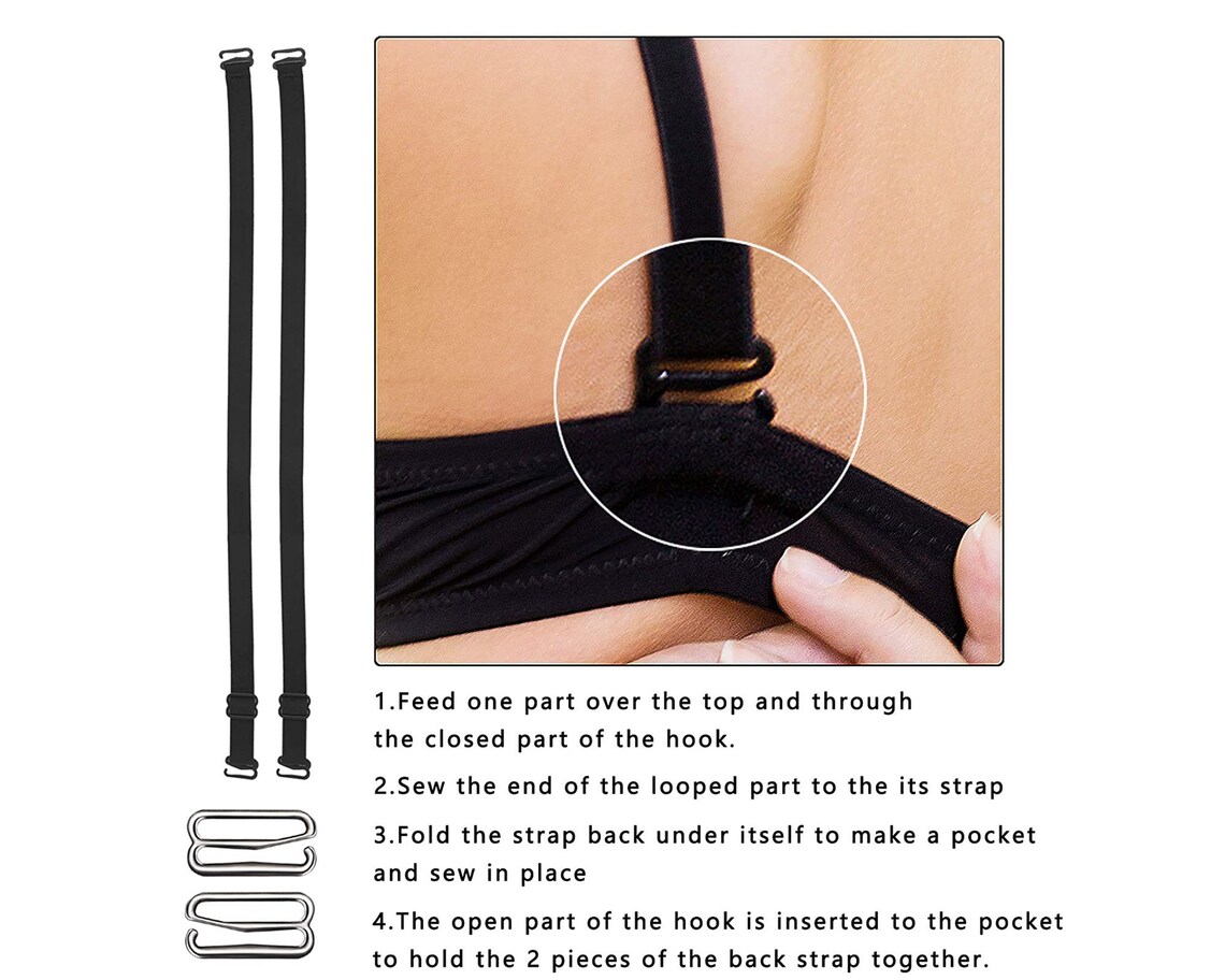 1850mm Black Swimsuit Bra Strap G Hooks Replacement Bra Strap Etsy