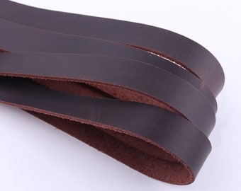 3/4" dark brown Leather strap,Leather For Belt,Italian natural Leather,flat calf Leather Strips,Cowhide Leather,Leather For Bag Straps diy
