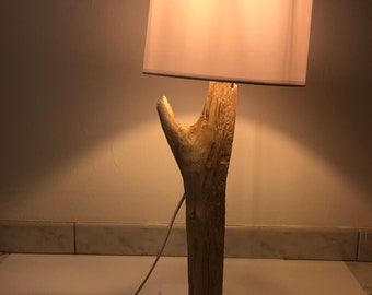 Lamp design drift wood with white shade