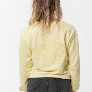Ukraine Cotton sweatshirt for Women, Sweatshirt with embroidery &quot;Dove of peace&quot; lemon, Women&#39;s sweatshirt with embroidery