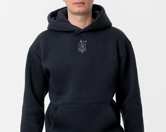 Ukraine Fleece hoodie for Men, Hoodie with embroidery "Ukrainian trident and nightingale" graphite, Ukrainian Trident Hoodie Sweatshirt