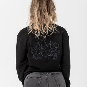 Ukraine Cotton sweatshirt for Women, Sweatshirt with embroidery &quot;Dove of peace&quot; black, Women&#39;s sweatshirt with embroidery
