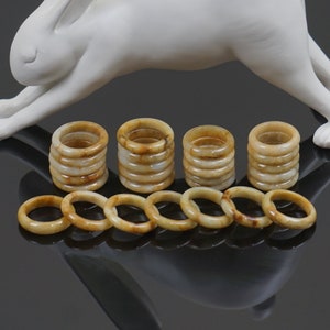 Honey Jade Ring: Thin Jadeite Band, Natural Stone