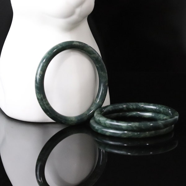 Dark Green Jade Bangle, Thin jade bangle, Jade Bracelet, woman bracelet