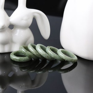 Genuine Sandy look Green Jade Ring Band in Nephrite type for any gender such as woman and man
