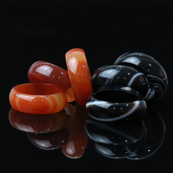 Natural Agate Ring in Red or Black Colors