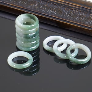 Two-Tone Jadeite Ring: Natural Myanmar Jade Band