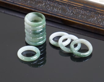 Two-Tone Jadeite Ring: Natural Myanmar Jade Band