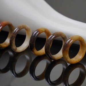 Two-Tone Brown Jade Ring: Natural Burmese Jadeite (Size 7.25 US)