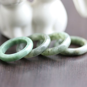 Genuine Jadeite Jade Ring - Burmese Green Stone Band