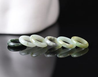 Genuine Jadeite Ring: Natural Jade Band, Size 4.25