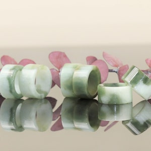 Genuine Jadeite Ring Band: Multicolor Tube Design