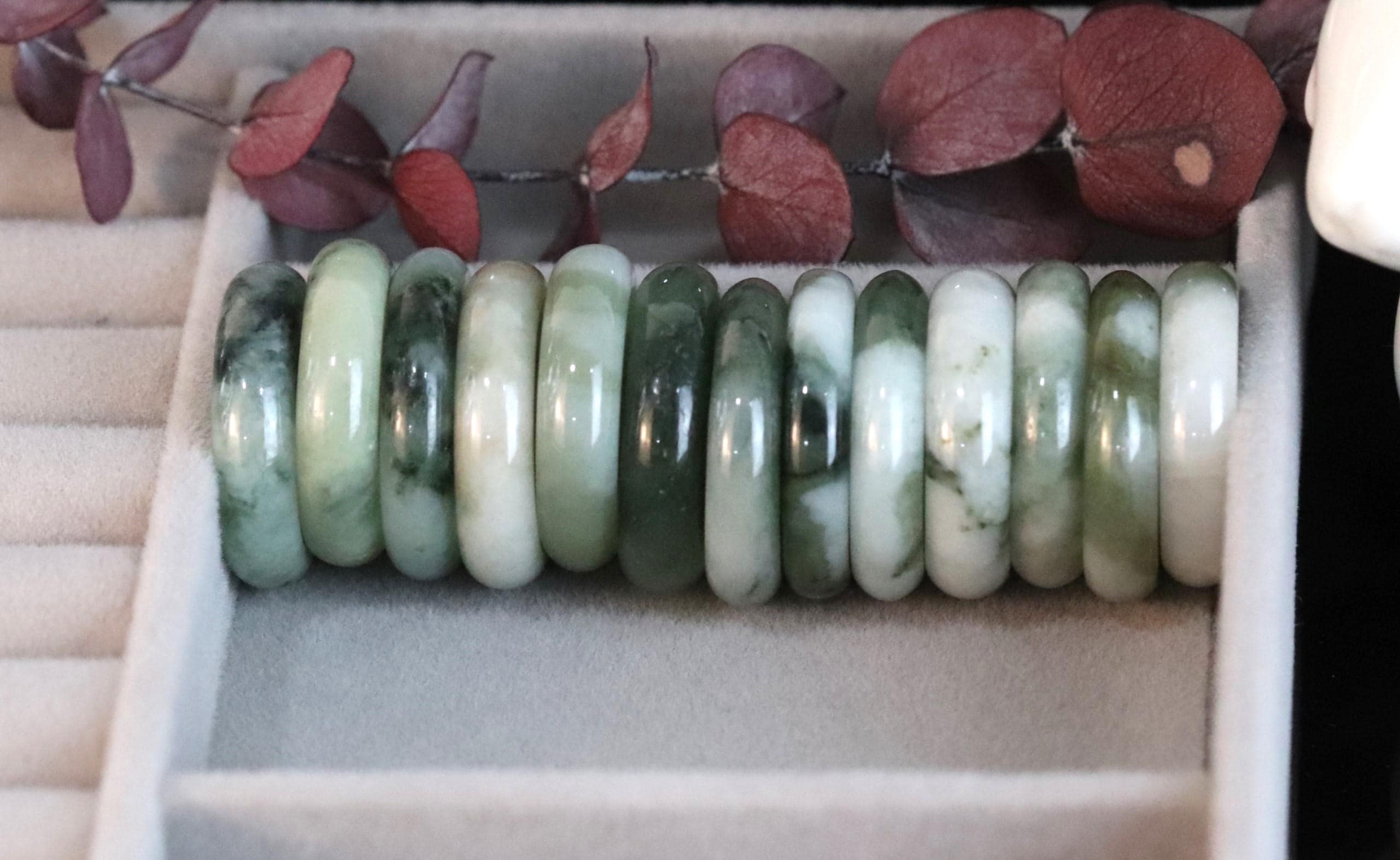Natural Jadeite Ring Band: Multi-Color Gemstone Jewelry