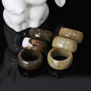 Honey Brown Jadeite Ring: Wide Band, Unisex Design