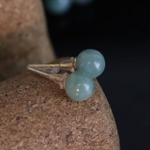 Green Jade 7.5 mm Beads Studs 14k Gold Earrings