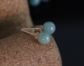 Orecchini A Perno In Oro Giallo Con Perle, Giada E Topazio Arancione Naturale – 10mm