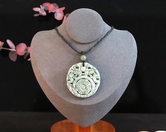 Dragon Bagua Jade Pendant: Feng Shui Yin-Yang Amulet