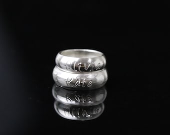 Sterling Silber gestempelt Namensring - personalisierter Wortring (5.6 mm)
