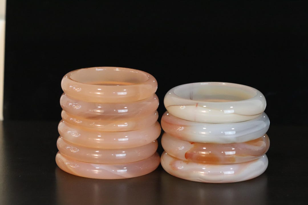 ライトオレンジ/ピンクアゲートバングル - Etsy 日本