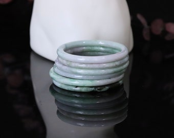 Thin Jade Bangle with Pink and Light Green, Authentic 100% natural Jadeite Bangle.